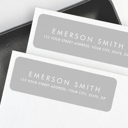 Elegant gray minimalist white return address label