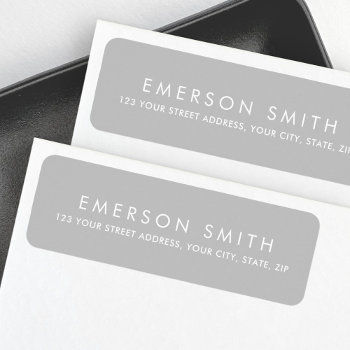 Elegant Gray Minimalist White Return Address Label by TheStationeryShop at Zazzle