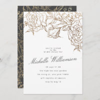 Elegant Gray Modern Gold Pampas Bridal Shower Invitation