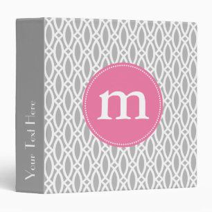 Elegant Gray Modern Trellis Personalized 3 Ring Binder