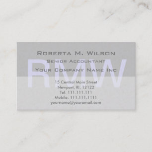 Elegant Gray Monogram Custom Colors Accountant CPA Business Card