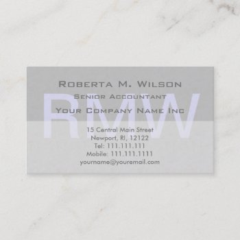 Elegant Gray Monogram Custom Colors Accountant Cpa Business Card by VillageDesign at Zazzle