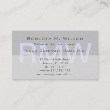 Elegant Gray Monogram Custom Colors Accountant Cpa Business Card