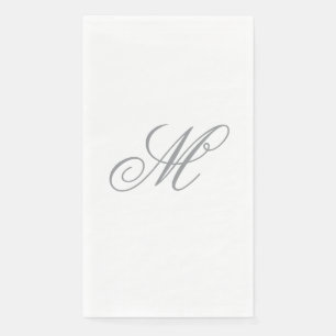 Elegant Gray Monogram Initial Paper Guest Towels