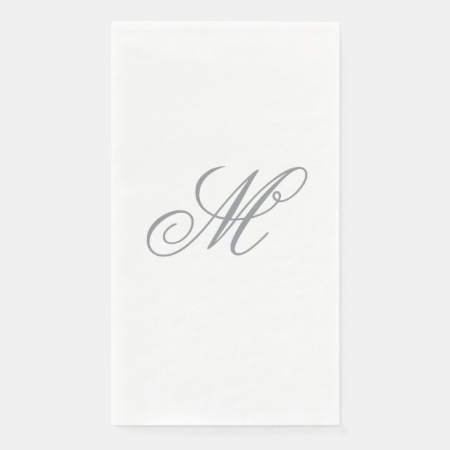 Elegant Gray Monogram Initial  Paper Guest Towels (Front)