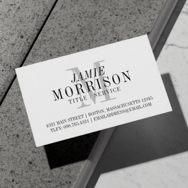 Elegant Gray Monogram Professional Business Card (Creator Uploaded)