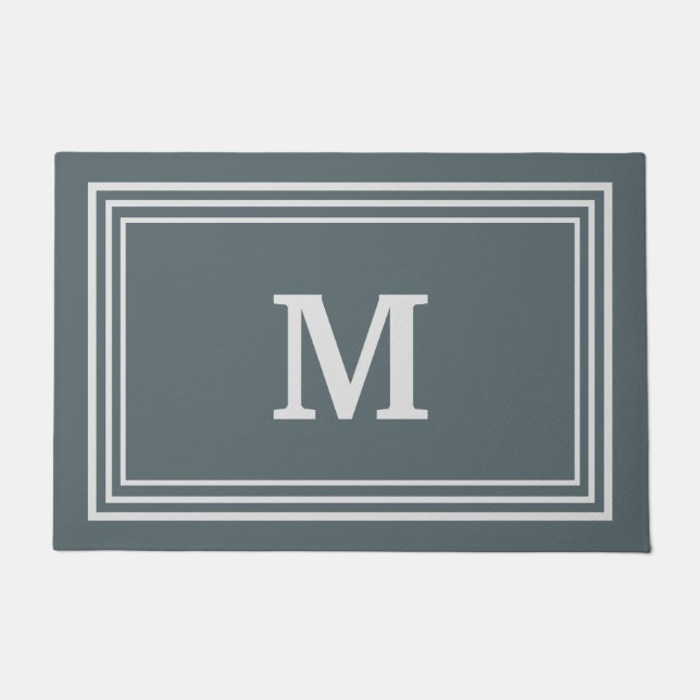 Elegant Gray Monogrammed Doormat (Front)