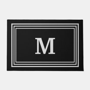 Elegant Gray Monogrammed Doormat