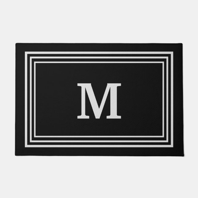 Elegant Gray Monogrammed Doormat (Front)