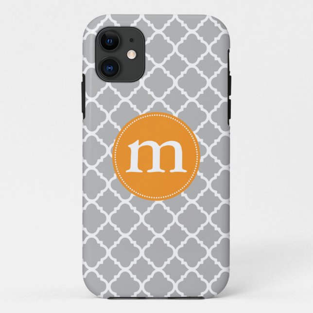 Elegant Gray Moroccan Quatrefoil Personalized Case-Mate iPhone Case (Back)