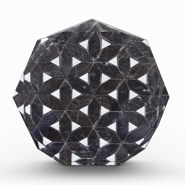 elegant Gray Mosaic flower of life Tile pattern Acrylic Award (Front)