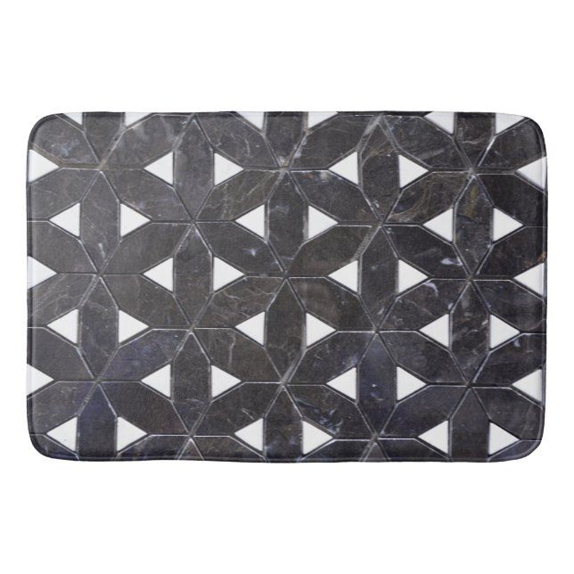 elegant Gray Mosaic flower of life Tile pattern Bath Mat (Front)