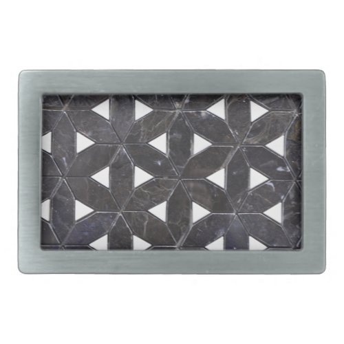 elegant Gray Mosaic flower of life Tile pattern Belt Buckle