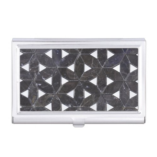 elegant Gray Mosaic flower of life Tile pattern Business Card Case