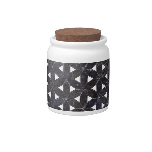 elegant Gray Mosaic flower of life Tile pattern Candy Jar
