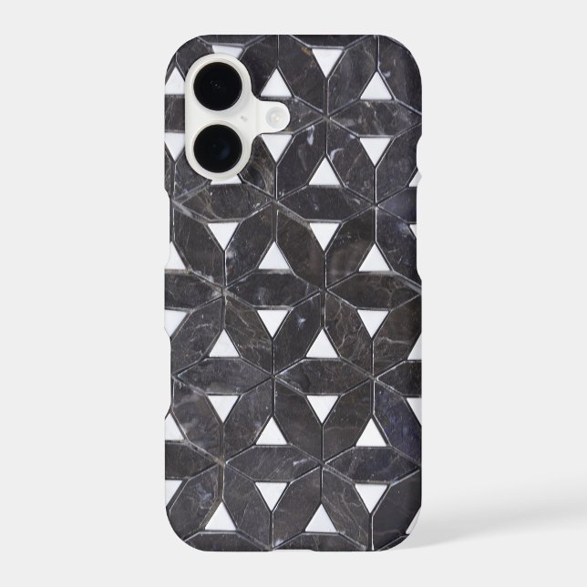 elegant Gray Mosaic flower of life Tile pattern Iphone Case (Back)