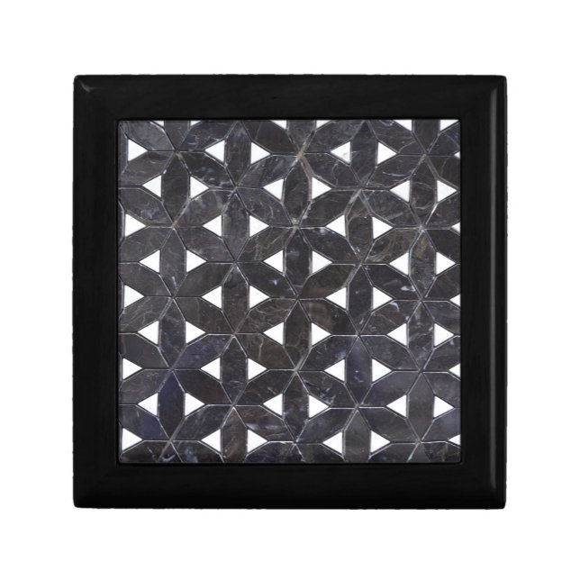 elegant Gray Mosaic flower of life Tile pattern Keepsake Box (Front)