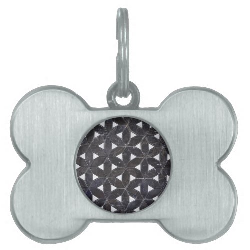 elegant Gray Mosaic flower of life Tile pattern Pet Tag