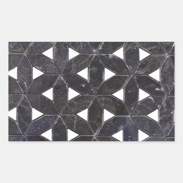 elegant Gray Mosaic flower of life Tile pattern Rectangular Sticker (Front)
