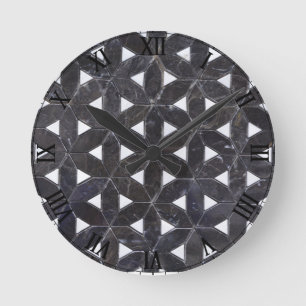 elegant Gray Mosaic flower of life Tile pattern Round Clock