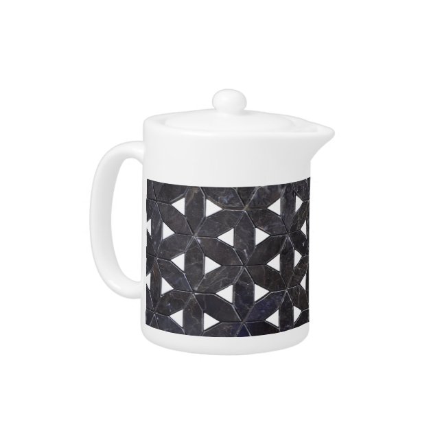 elegant Gray Mosaic flower of life Tile pattern Teapot (Left)