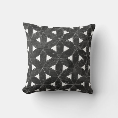 elegant Gray Mosaic flower of life Tile pattern Throw Pillow