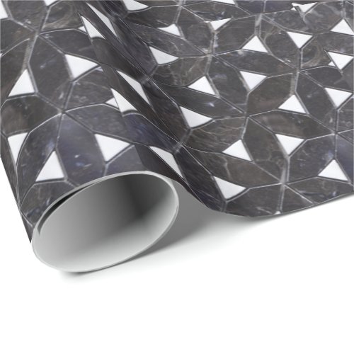 elegant Gray Mosaic flower of life Tile pattern Wrapping Paper