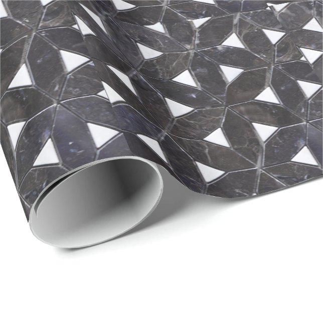 elegant Gray Mosaic flower of life Tile pattern Wrapping Paper (Roll Corner)