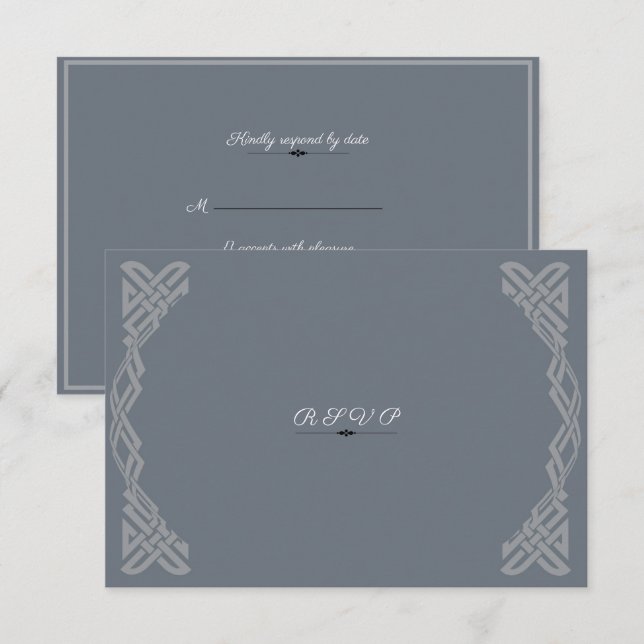 Elegant Gray on Gray Geometric RSVP Card (Front/Back)