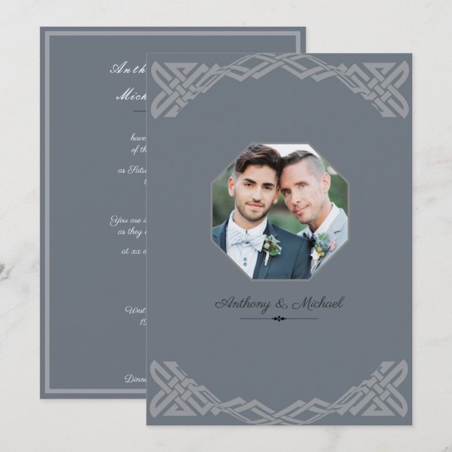 Elegant Gray on Gray,  Photo Wedding Invitation (Front/Back)