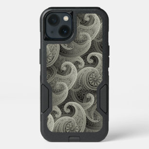 Elegant Gray Paisley Fantasy Pattern iPhone 13 Case