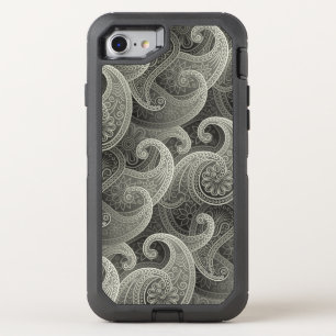 Elegant Gray Paisley Fantasy Pattern OtterBox Defender iPhone SE/8/7 Case