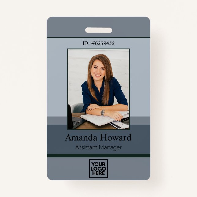Elegant Gray Palette Employee Photo ID Company Badge (Front)