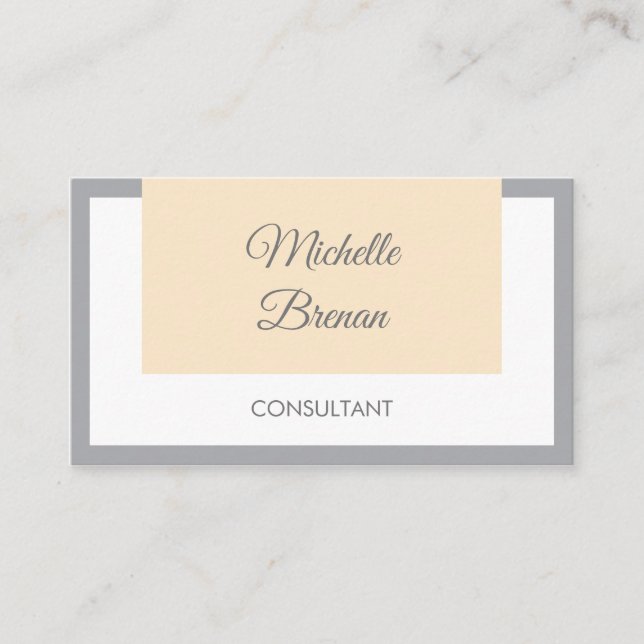 Elegant Gray & Pastel Pink Business Card (Front)