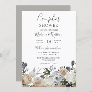 Elegant Gray & Peach Couples Shower Invite
