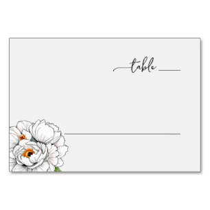 Elegant Gray Peony Illustration Table Number