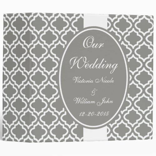 Elegant Gray Personalized Wedding Scrapbook Gift 3 Ring Binder