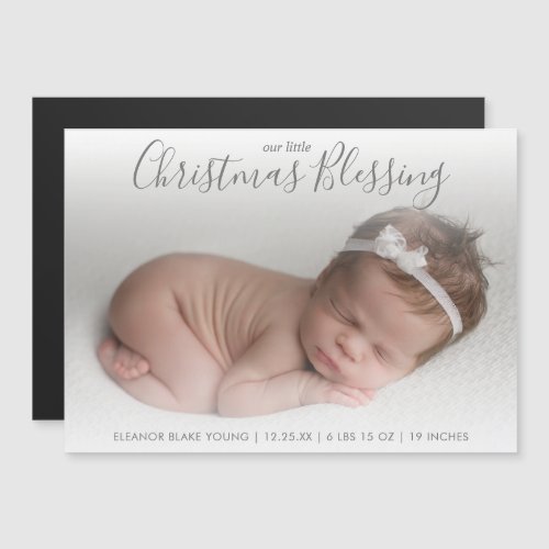 Elegant Gray Photo Holiday Birth Announcement