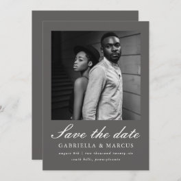 Elegant Gray Photo Wedding Save The Date