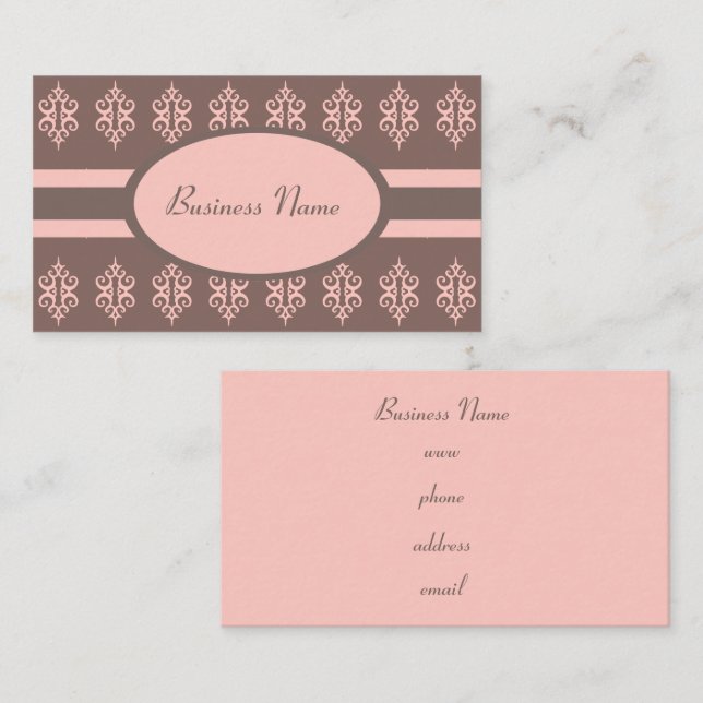 Elegant Gray Pink Custom Business Cards (Front/Back)