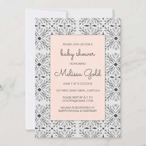 Elegant Gray Pink Tile Chic CUSTOM BABY SHOWER  Invitation