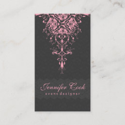 Elegant Gray &amp; Pink  Vintage Floral Damasks Business Card