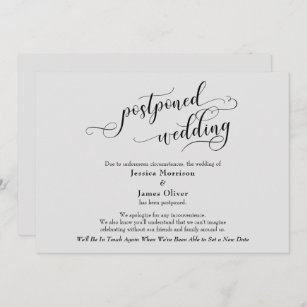 Elegant, Gray Postponed Wedding Announcement Card