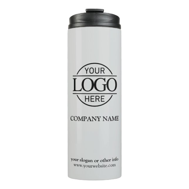 Elegant Gray Promotional Company Business Logo Thermal Tumbler (Front)