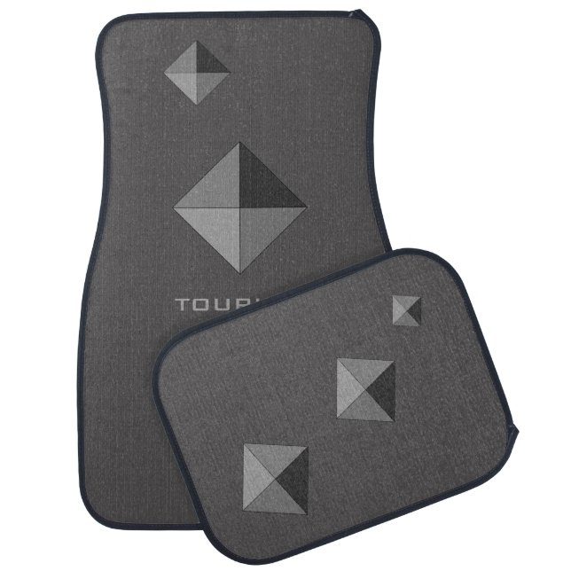 Elegant Gray Pyramid Diamonds Car Floor Mat (Set)