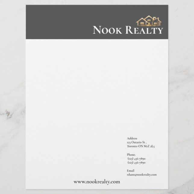 Elegant Gray Real Estate Letterhead (Front)