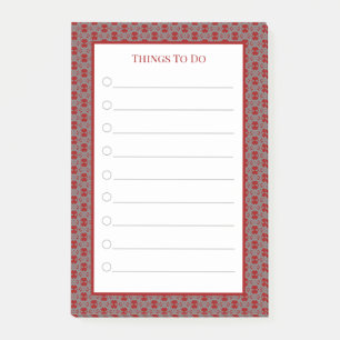 Elegant Gray Red & White Things To Do Post-it Notes