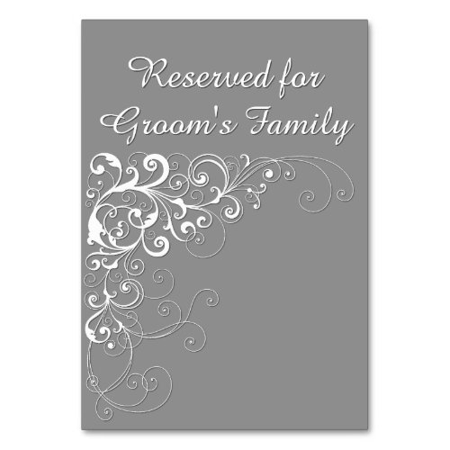 Elegant Gray Reserved Wedding Table Card