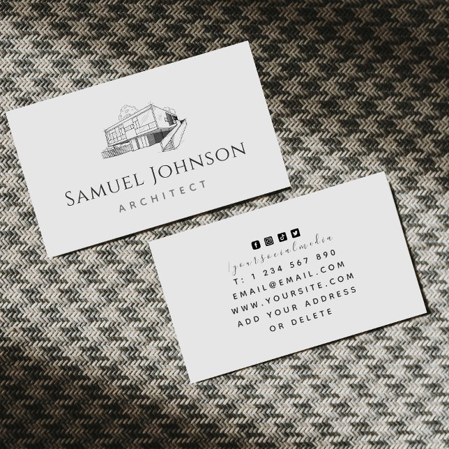 Elegant Gray Residential Building House Architect Business Card (Creator Uploaded)