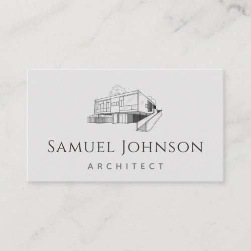 Elegant Gray Residential Building House Architect Business Card